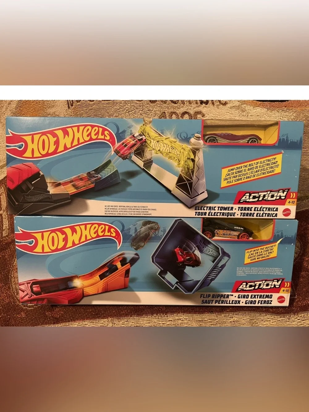 Lot of 2 HOT WHEELS Action Accessories Flip Ripper & Electric Tower w/Cars NEW
